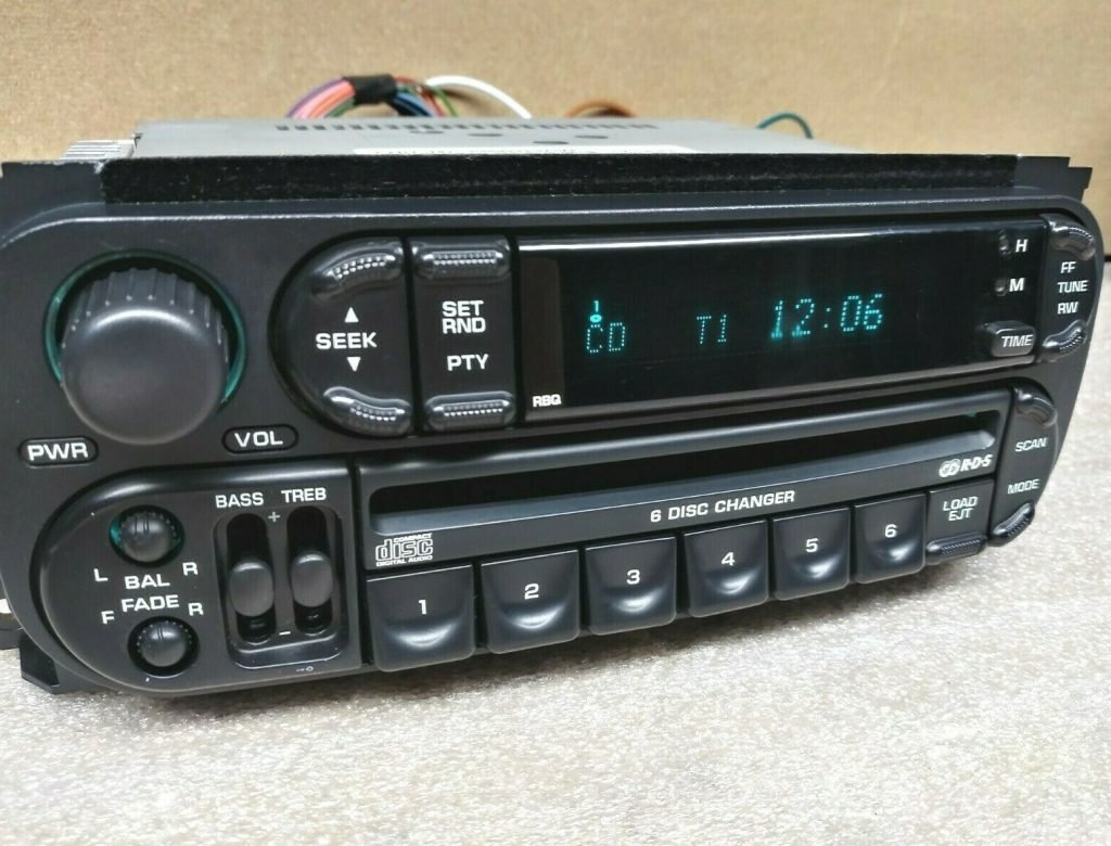 Front view OEM Chrysler Dodge Jeep RBQ Radio P05091979AF 6 disc CD changer